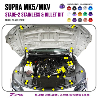 ZSPEC Stage-2 Fastener Kit for 2020+ Toyota GR Supra MKV A90 - Stainless Steel & Billet Aluminum