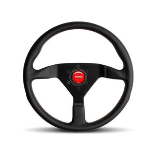 Momo Montecarlo Steering Wheel: Fits Most Models w/ Red Stitch and Black Spokes