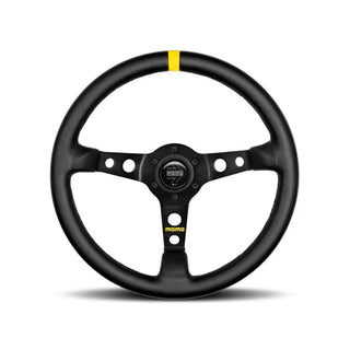Momo MOD07 Steering Wheel: Fits Most Models w/ Black Leather, Black Spokes & 1 Stripe