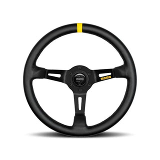 Momo MOD08 Steering Wheel 350mm: Fits Most Models Black Leather Black Spokes 1 Stripe