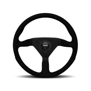 Momo Montecarlo Alcantara Steering Wheel 350mm: Fits Most Models w/ Black/Black Stitch/Black Spokes