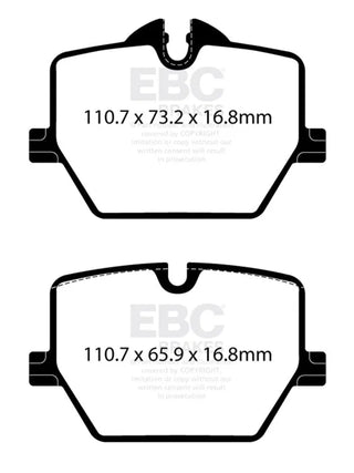 EBC Ultimax2 Rear Brake Pads: Toyota GR Supra 2020 - 2025 (w/ 13.6" Rotors)