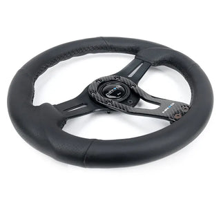 NRG Leather Steering Wheel 320MM w/ Black Center & Perforated Leather Grip