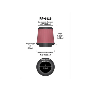 K&N High-Flow Air Filter Round Tapered Universal: Fits Most Models with 5 Flange ID