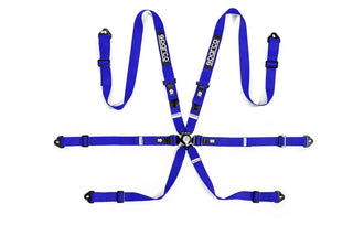 Sparco Harness Set COMP H-2 PD 6 Point Bolt In Blue: Fits Most Models
