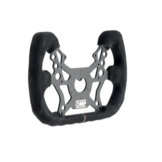 OMP GT Steering Wheel: Fits Most Models w/ Suede Grip and Red, White, Green Stitching