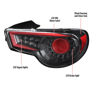 Spec D LED Tail Lights (Matte Black): Scion FRS & Subaru BRZ 2013 - 2016