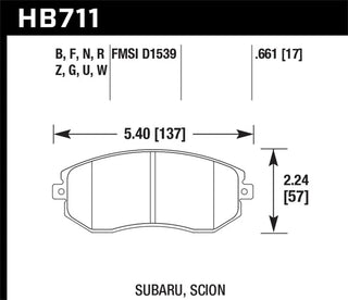 Hawk Performance ER-1 Brake Pads (FRONT): Scion FR-S (13-16), Subaru BRZ (13-20), Toyota 86 (17-20)