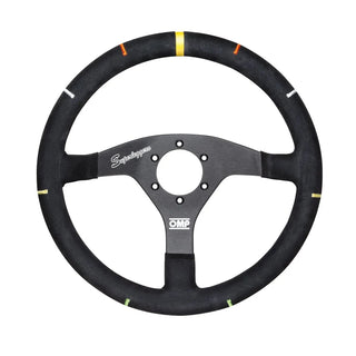 OMP Recce Steering Wheel (350mm): Fits Most Models with Yellow Centering Strip & Color Markers