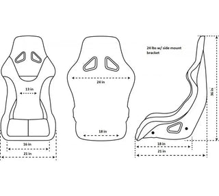 NRG Prisma Ultra Fixed Back Racing Seat w/ Gold Flake Shell: Fits Most Models