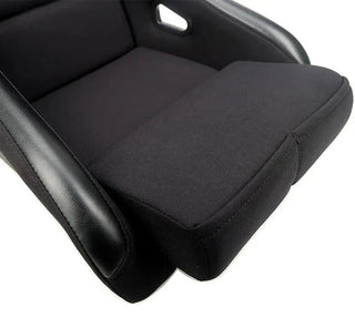 NRG Fiber Glass Fixed Back Racing Seat (LARGE) Black Cloth w/ Leather Patches: Fits Most Models
