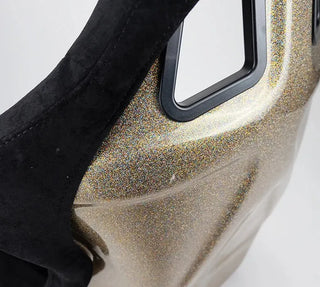 NRG Prisma Ultra Fixed Back Racing Seat: Fits Most Models w/ Gold Flake Shell Black Alcantara Medium