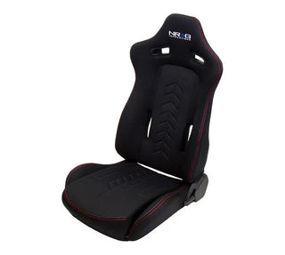 NRG Reclinable Bucket Seat Pair w/ Red Stitching and Arrow Cushion: Fits Most Models