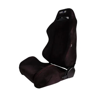 NRG Innovations Type R Racing Seats (Suede) - Black w/ Red Stitch - SOLD AS A PAIR