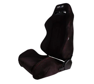 NRG Innovations Type R Racing Seats (Suede) - Black w/ Red Stitch - SOLD AS A PAIR
