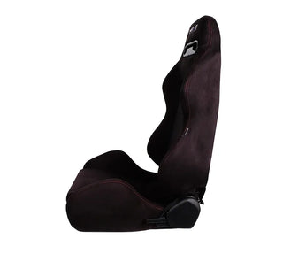 NRG Innovations Type R Racing Seats (Suede) - Black w/ Red Stitch - SOLD AS A PAIR