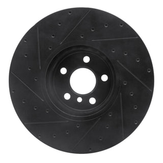 R1 Concepts Black Drilled & Slotted Brake Rotor (RIGHT FRONT): Toyota GR Supra (20-26)
