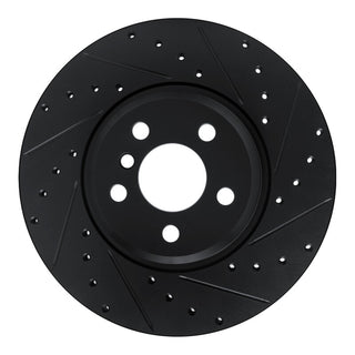R1 Concepts Drilled & Slotted Black Brake Rotor (FRONT RIGHT): Toyota GR Supra (20-26)