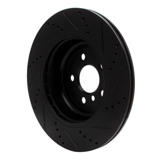 R1 Concepts Drilled & Slotted Black Brake Rotor (RIGHT REAR): Toyota GR Supra (20-26)