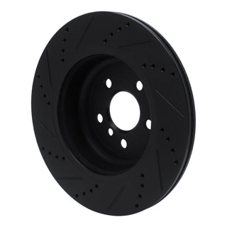 R1 Concepts Drilled & Slotted Black Brake Rotor (LEFT REAR): Toyota GR Supra (20-26)