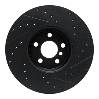 R1 Drilled & Slotted Black Brake Rotor (FRONT LEFT): Toyota GR Supra (20-26)