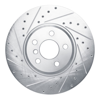 R1 Concepts Drilled & Slotted Silver Brake Rotor (FRONT LEFT): Toyota GR Supra (20-26)