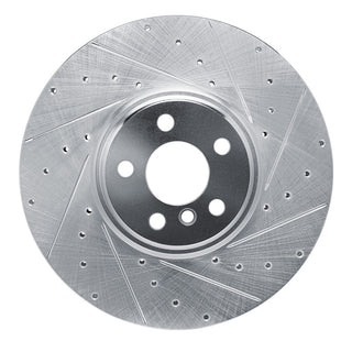 R1 Concepts Silver Drilled & Slotted Brake Rotor (LEFT FRONT): Toyota GR Supra (20-26)