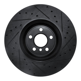 R1 Concepts Drilled & Slotted Black Brake Rotor (REAR LEFT): Toyota GR Supra (20-26)