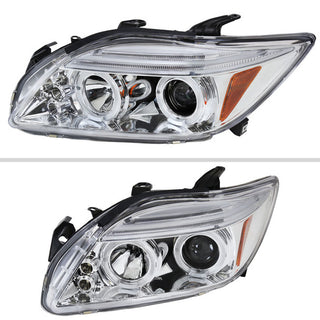 Spec D Dual Halo Projector Headlights w/ Eyebrow CHROME: Scion tC 2005 - 2010