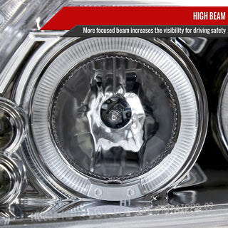 Spec D Dual Halo Projector Headlights w/ Eyebrow CHROME: Scion tC 2005 - 2010