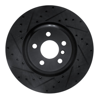 R1 Concepts Drilled & Slotted Black Brake Rotor (REAR LEFT): Toyota GR Supra (20-26)