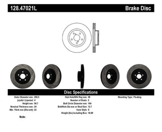 StopTech Drilled Sport Brake Rotor (LEFT): BRZ/FR-S/86/GR86