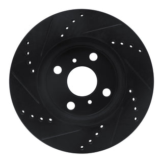 R1 06-19 Scion IQ Front Right Drilled & Slotted Black Brake Rotor