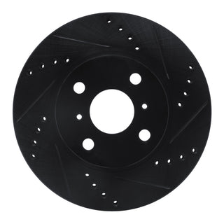 R1 06-19 Scion IQ Front Right Drilled & Slotted Black Brake Rotor