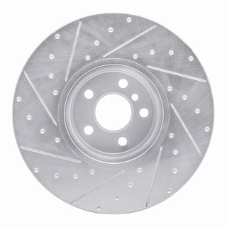R1 Concepts Drilled & Slotted Silver Brake Rotor (RIGHT FRONT): Toyota GR Supra (20-26)
