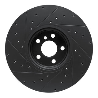 R1 Concepts Black Drilled & Slotted Brake Rotor (LEFT FRONT): Toyota GR Supra (20-26)