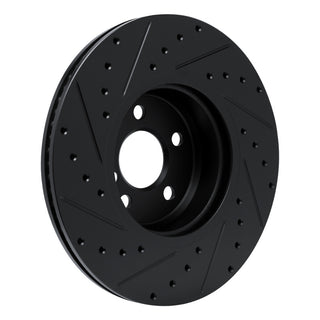 R1 Drilled & Slotted Black Brake Rotor (FRONT LEFT): Toyota GR Supra (20-26)