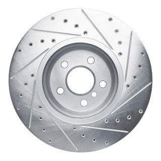 R1 Concepts Drilled & Slotted Silver Brake Rotor (FRONT LEFT): Toyota GR Supra (20-26)