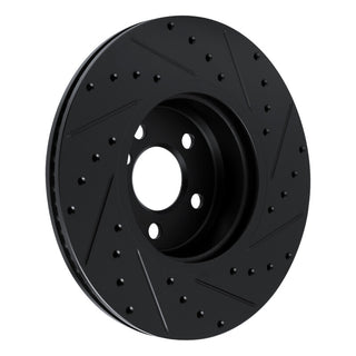 R1 Concepts Drilled & Slotted Black Brake Rotor (FRONT RIGHT): Toyota GR Supra (20-26)