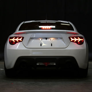 Spec D Lambo Style Sequential LED Tail Lights (Glossy Black /Smoke Lens): Scion FRS & Subaru BRZ 2013 - 2016