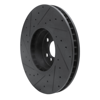 R1 Concepts Black Drilled & Slotted Brake Rotor (RIGHT FRONT): Toyota GR Supra (20-26)