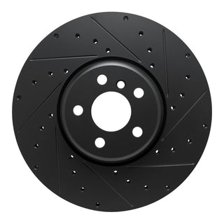 R1 Concepts Black Drilled & Slotted Brake Rotor (LEFT FRONT): Toyota GR Supra (20-26)