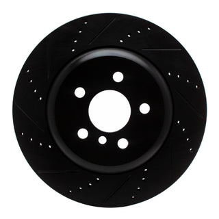 R1 Concepts Drilled & Slotted Black Brake Rotor (RIGHT REAR): Toyota GR Supra (20-26)