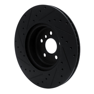R1 Concepts Drilled & Slotted Black Brake Rotor (REAR RIGHT): Toyota GR Supra (20-26)