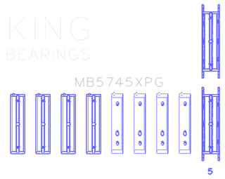 King Engine Bearings Subaru FA20 FB20 Performance Tri-Metal Main Bearing Set - Size +.025mm