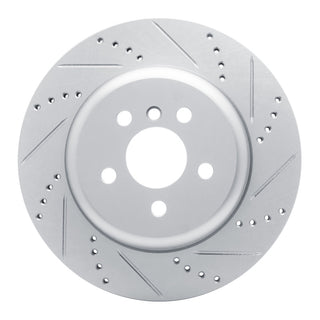 R1 Concepts Drilled & Slotted Silver Brake Rotor (LEFT REAR): Toyota GR Supra (20-26)
