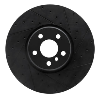 R1 Concepts Black Drilled & Slotted Brake Rotor (RIGHT FRONT): Toyota GR Supra (20-26)