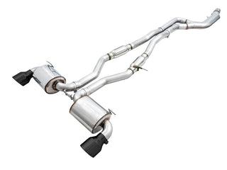 AWE Resonated Touring Edition Cat-Back Exhaust (Black Tips): Toyota GR Supra 3.0L Turbo 2020 - 2024