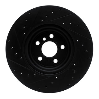 R1 Concepts Drilled & Slotted Black Brake Rotor (REAR RIGHT): Toyota GR Supra (20-26)