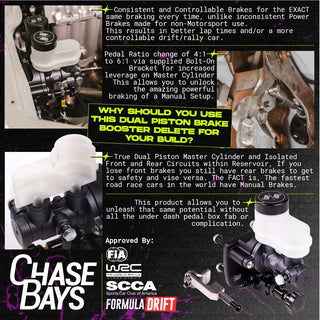 Chase Bays Dual Piston Brake Booster Delete w/ Bolt-On 6:1 Pedal Ratio: Subaru BRZ (13-20), Scion FR-S (13-16), Toyota 86 (17-20) & Toyota GR86 (22+)